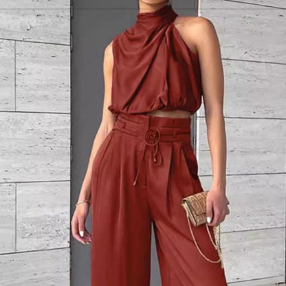 Ruby – Modieuze Mouwloze Top Met Wijde Broek Set