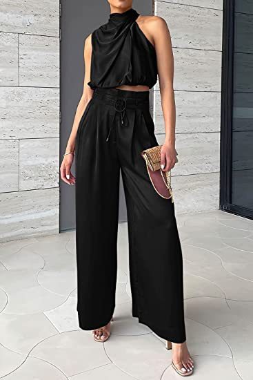 Ruby – Modieuze Mouwloze Top Met Wijde Broek Set