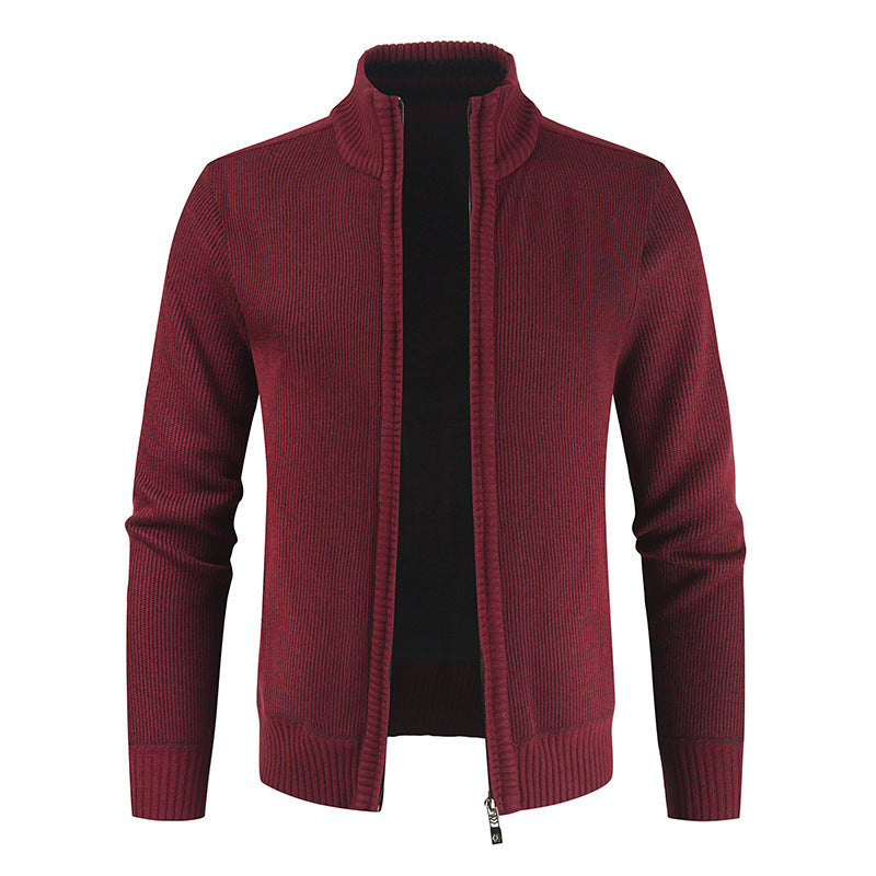 Anthony – Lichte Heren Cardigan met Opstaande Kraag in Effen Kleur