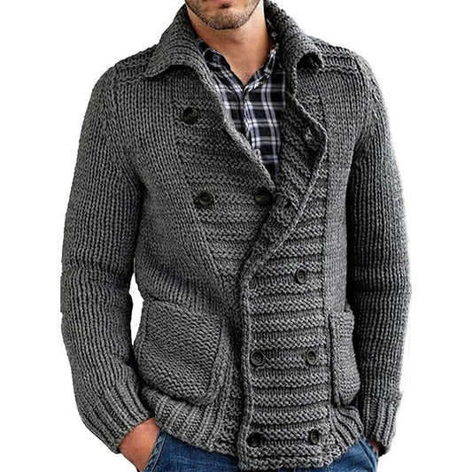 John – Solide Heren Trui met Revers en Cardigan-Design