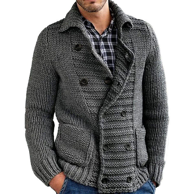 John – Solide Heren Trui met Revers en Cardigan-Design