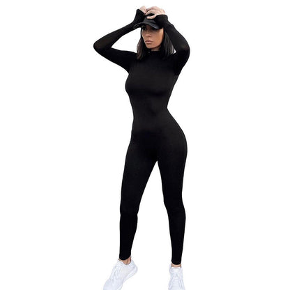 Sue – Langarmige Ronde Hals Jumpsuit voor Dames