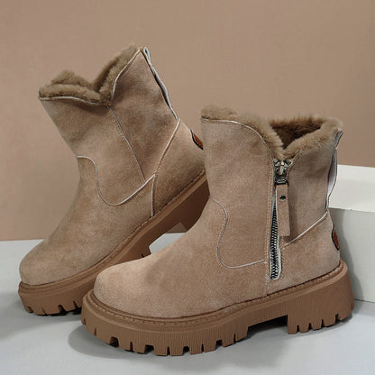 Alison – Dikke Pluche Sneeuwlaarzen van Premium Vegan Suede met Antislipzool