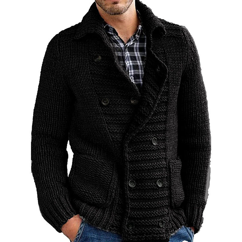 John – Solide Heren Trui met Revers en Cardigan-Design