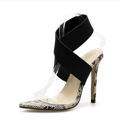 Claire – Hoge Schoenen met Slangenpatroon