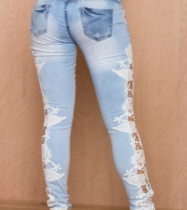 Sandra – Spitzenjeans in Donkerblauw