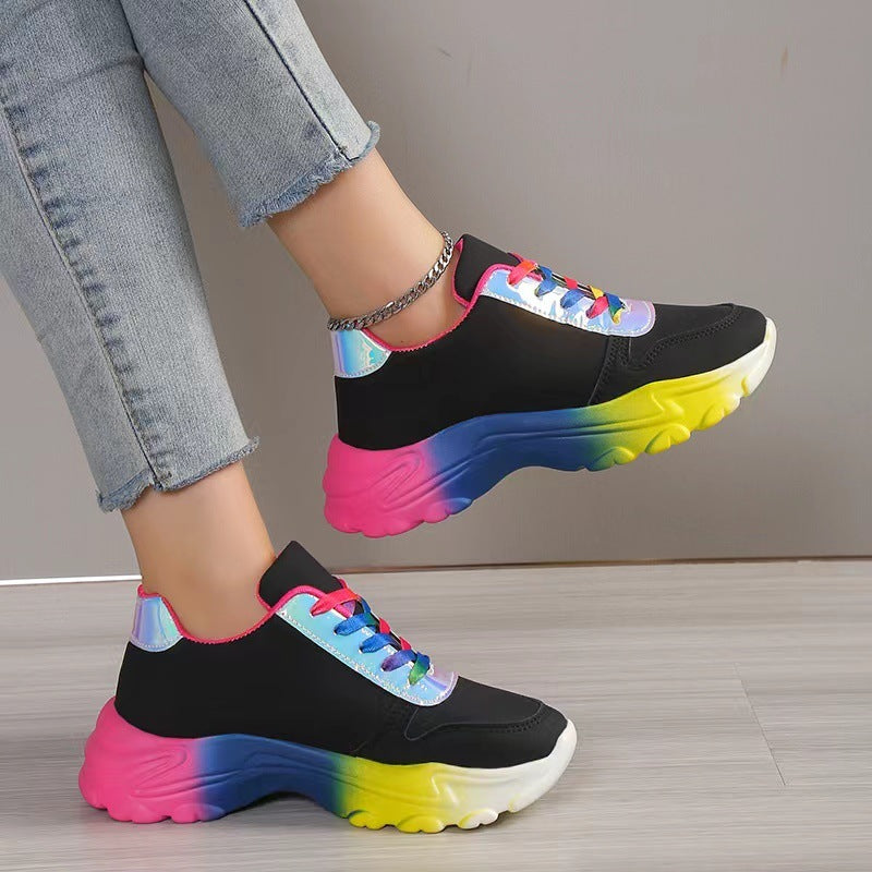 Hannah – Regenboogsneakers voor dames met dikke zool