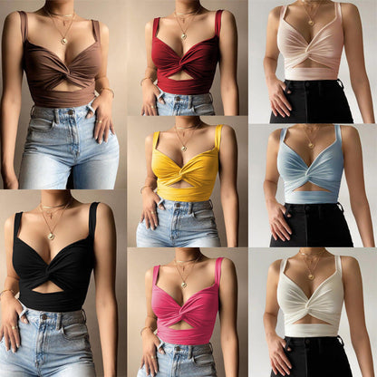 Natasha – V-hals Tanktop met Elastisch Kant