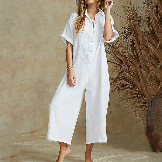 Imogen – Luchtige Jumpsuit met Korte Mouwen