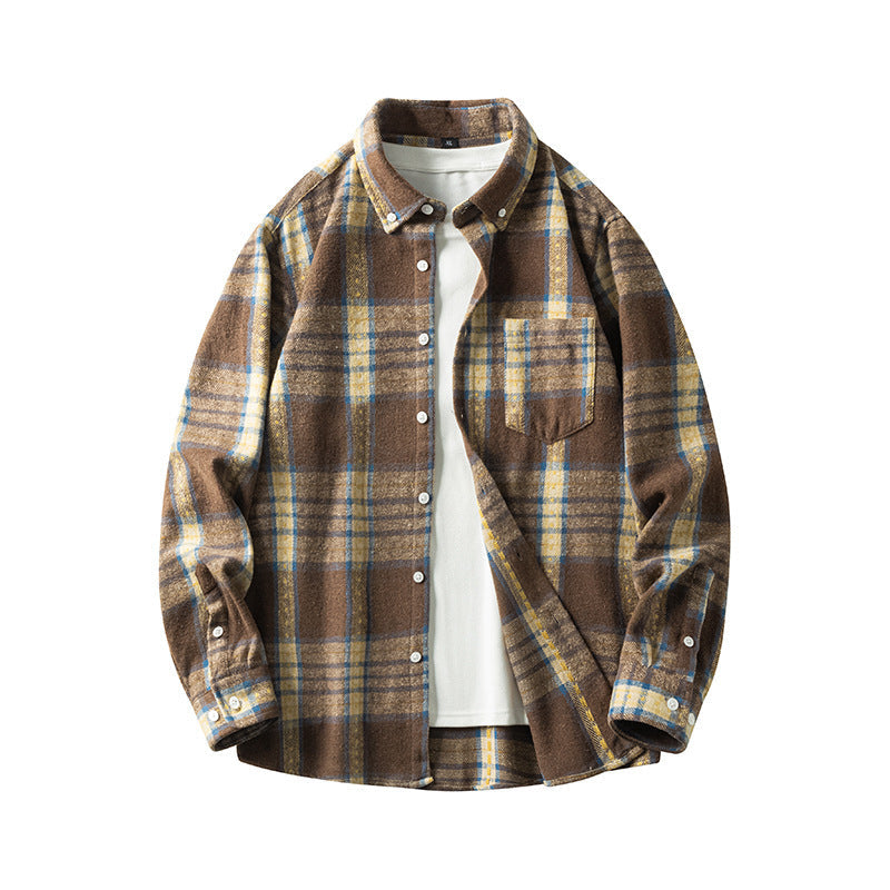 Leonard – Langem Herenoverhemd van Dikke Flanel met Ruitpatroon