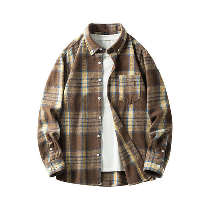 Leonard – Langem Herenoverhemd van Dikke Flanel met Ruitpatroon