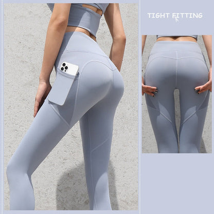 Kimberley – Naadloze Sportleggings met Zakken en Hoge Taille voor Vrouwen