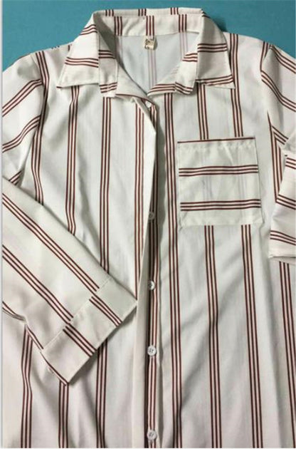 Rachael – Damesblouse met losse strepen en lange mouwen