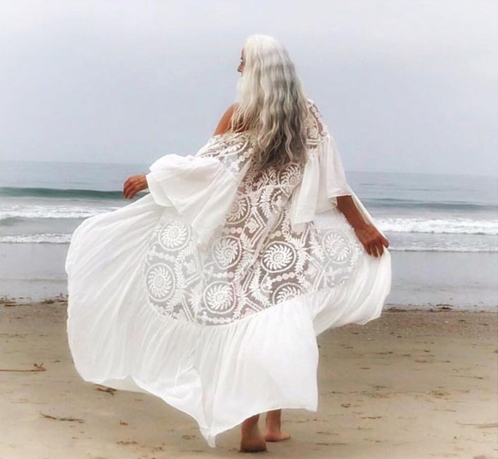 Laura – Gehaakte Witte Strandjurk Tuniek