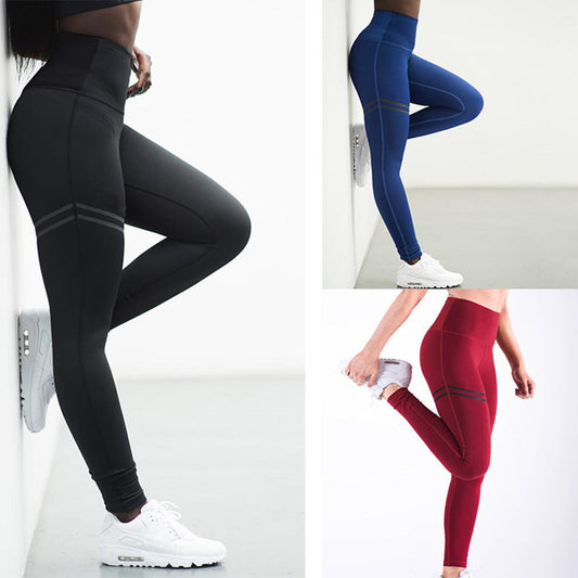 Jade – Hooggetailleerde effen gestreepte stretch-yogabroek voor dames
