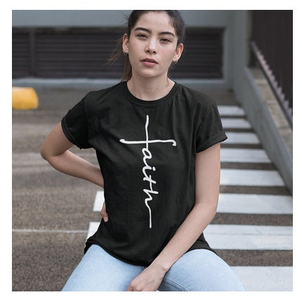 Christine – Dames T-Shirt van Katoen met Kruismotief