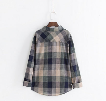 Pamela – Katoenen Blouse met Lange Mouwen en Ruitpatroon