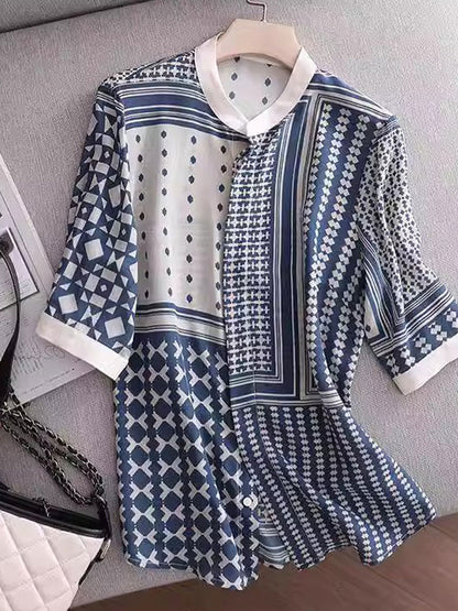 Brenda – Retro Geruit Gestreept Overhemd
