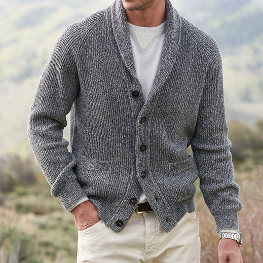 Bruce – Gemêleerde Sweater Cardigan met Revers