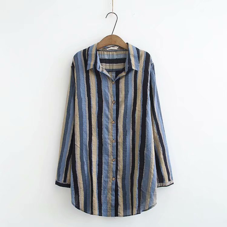 Pamela – Luchtige Blouse met Gestreepte Reverskraag voor Dames in de Herfst