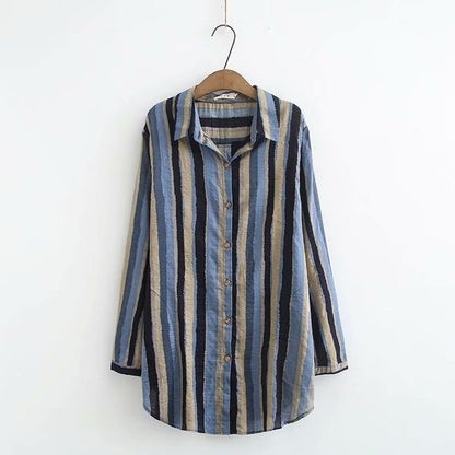 Pamela – Luchtige Blouse met Gestreepte Reverskraag voor Dames in de Herfst