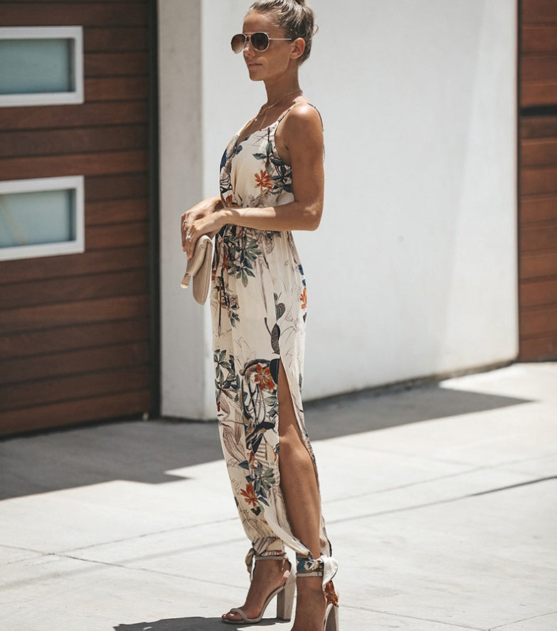 Imogen – Rugloze Jumpsuit met Zakken en V-Hals