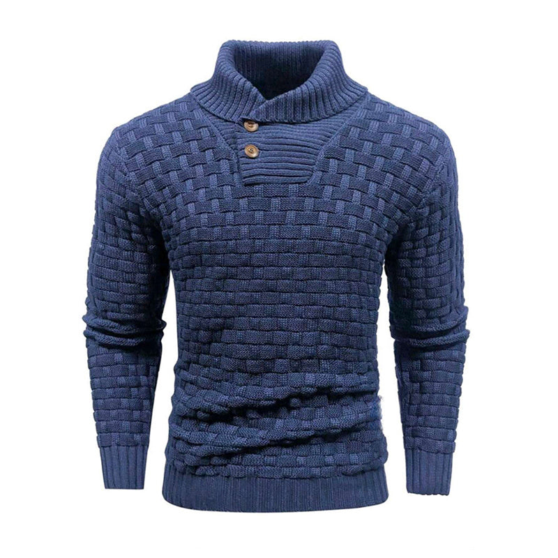 Eddie – Slim Fit Heren Rollneck Trui met Knopdesign