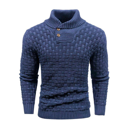 Eddie – Slim Fit Heren Rollneck Trui met Knopdesign