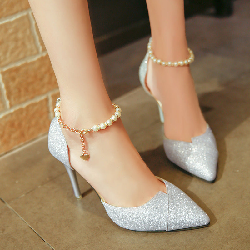 Amy – Elegante Damespumps met Parelverziering en Glitters