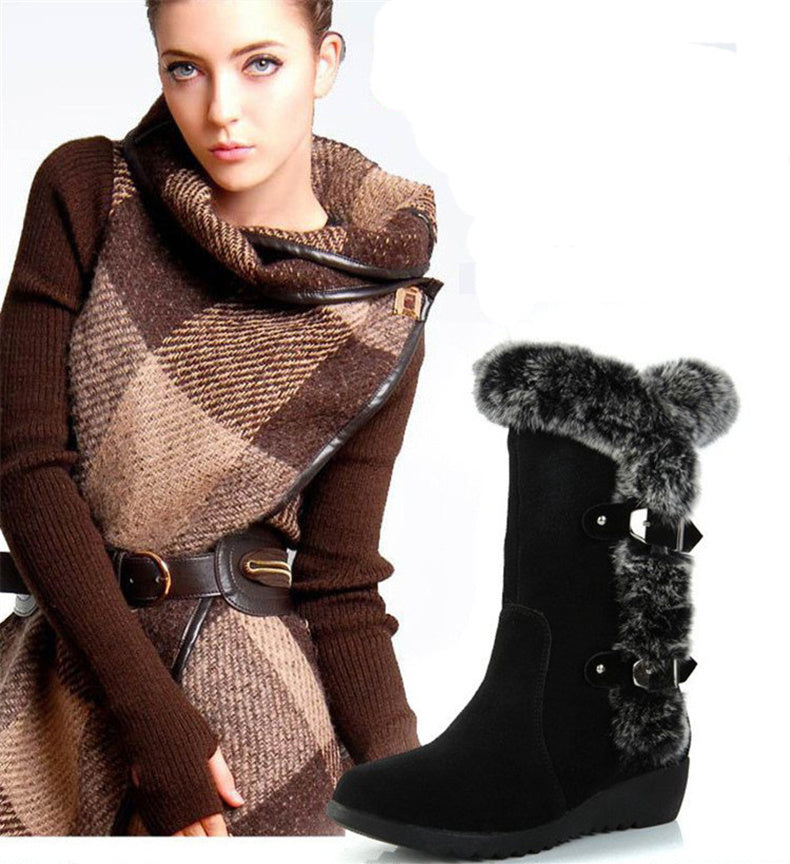 Sandra – Halflange Dameslaarzen met Kunstbont voor de Winter