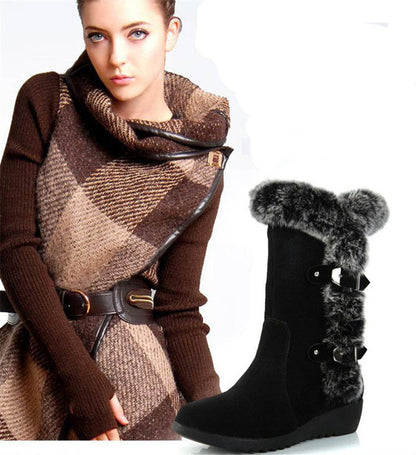 Sandra – Halflange Dameslaarzen met Kunstbont voor de Winter