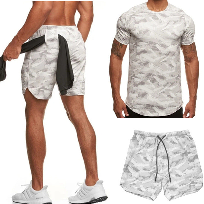 Jamie – Tweedelig Heren Korte Mouw Fitness Camouflage Sportset