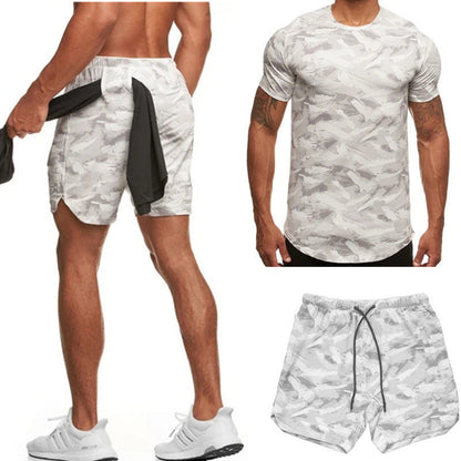 Jamie – Tweedelig Heren Korte Mouw Fitness Camouflage Sportset
