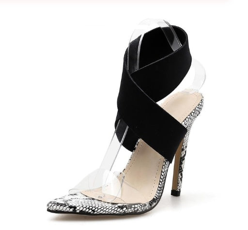 Claire – Hoge Schoenen met Slangenpatroon