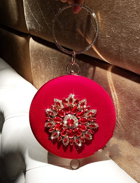 Natasha – Kleine ronde avondtas met diamantenring