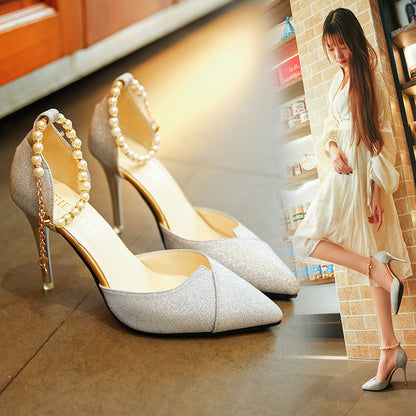 Amy – Elegante Damespumps met Parelverziering en Glitters