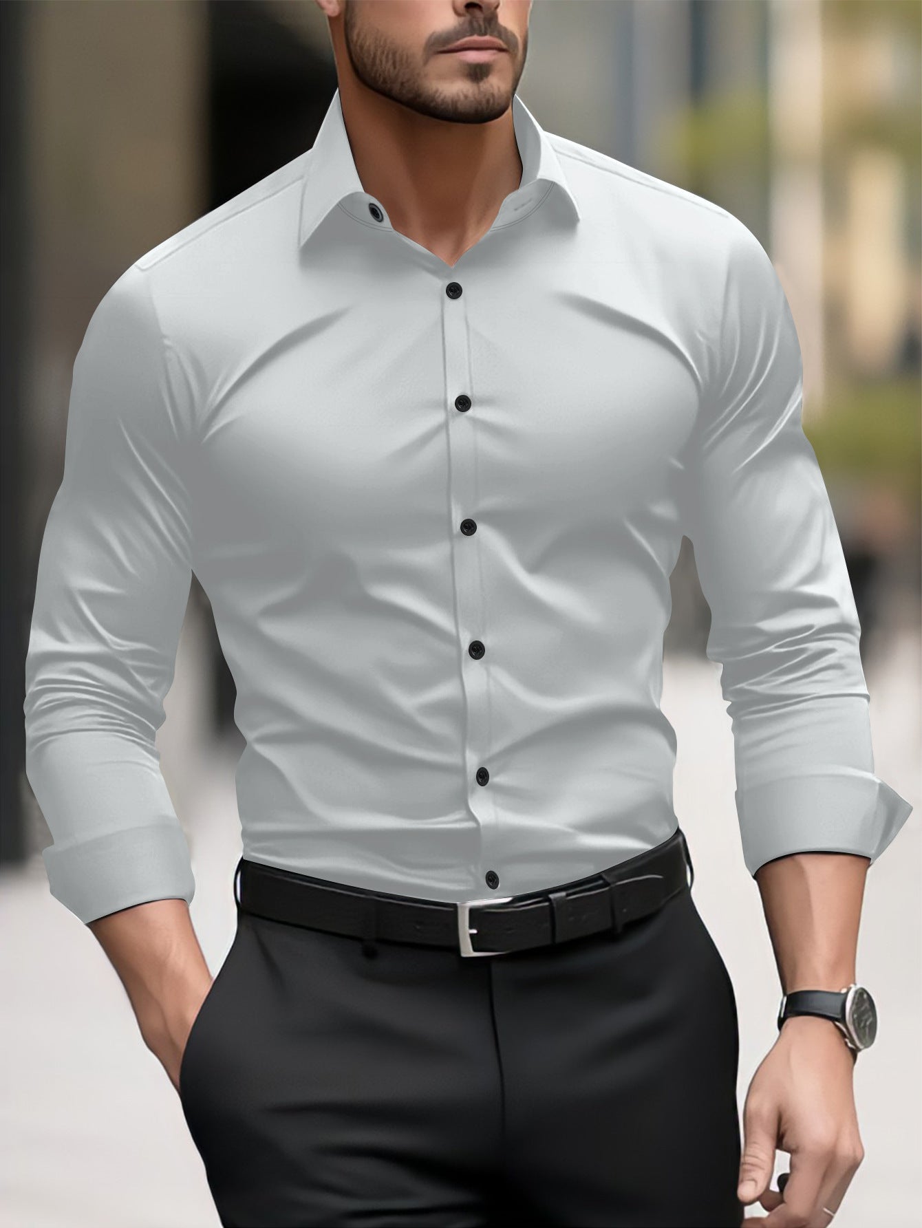 Miles – Lang Business-Casual Overhemd voor Heren