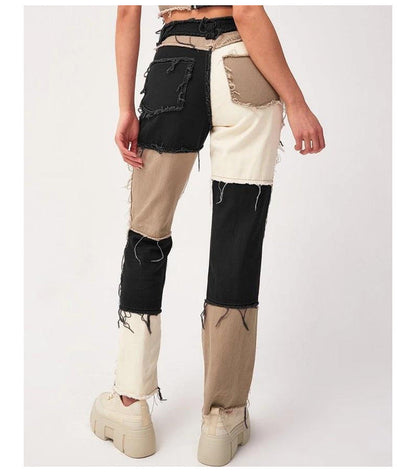 Anne – Rechte Damesjeans met Hoge Stretch en Rauwe Zoom