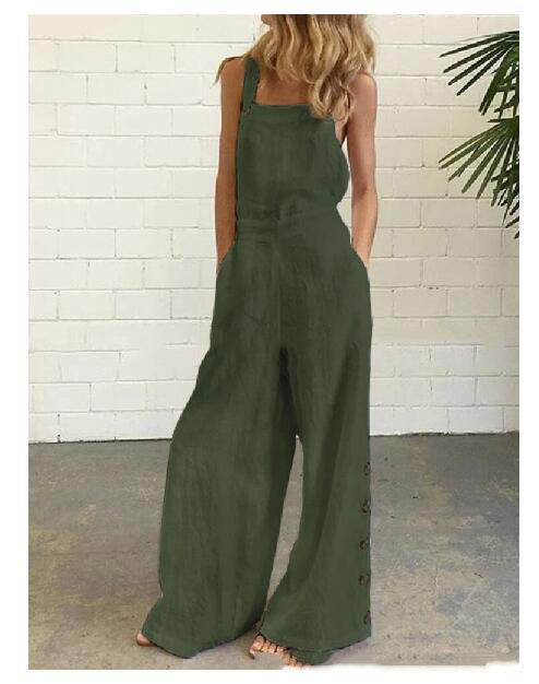 Megan – Luchtige Jumpsuit met Zakken en Wijd Been