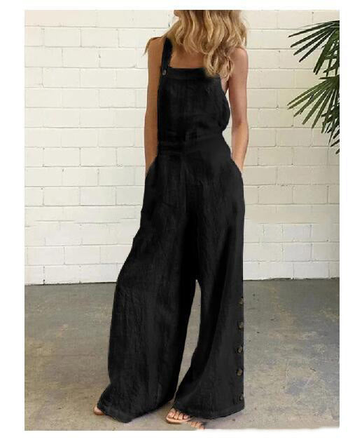 Megan – Luchtige Jumpsuit met Zakken en Wijd Been