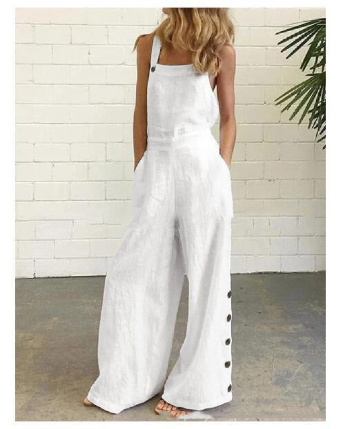 Megan – Luchtige Jumpsuit met Zakken en Wijd Been