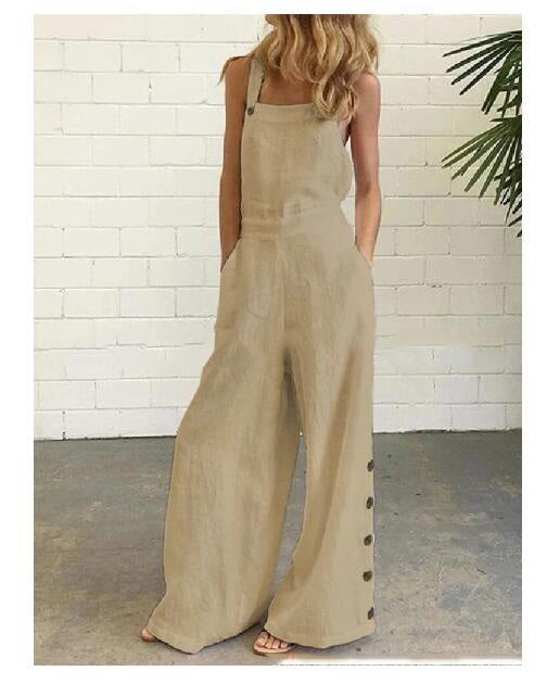Megan – Luchtige Jumpsuit met Zakken en Wijd Been
