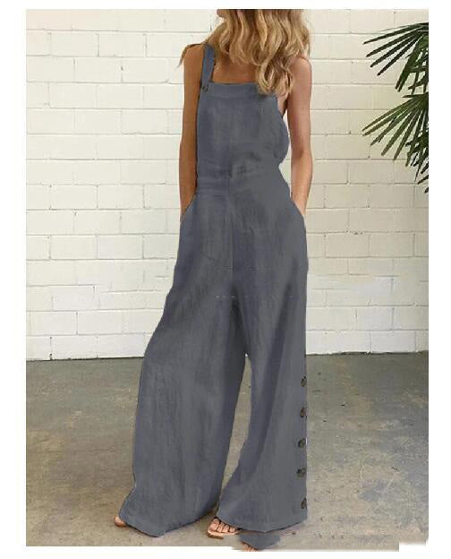 Megan – Luchtige Jumpsuit met Zakken en Wijd Been