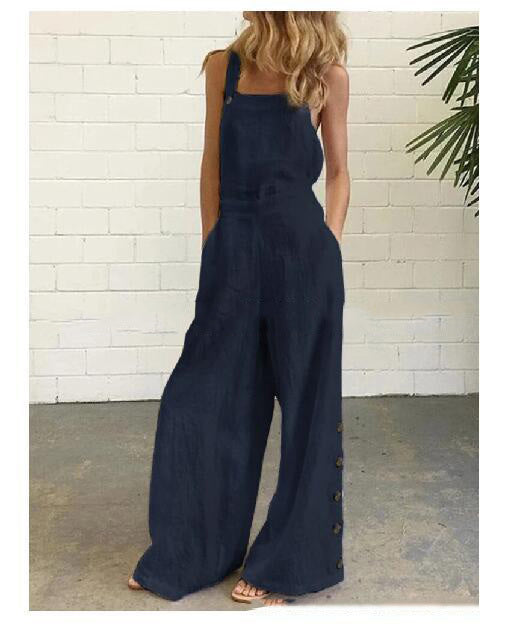 Megan – Luchtige Jumpsuit met Zakken en Wijd Been