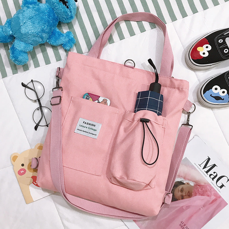 Lauren – Stijlvolle Harajuku Canvas Tas met Vakken voor Vrouwen