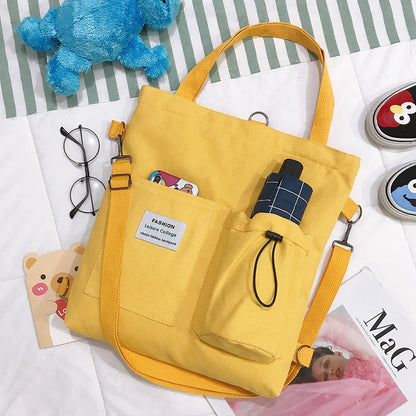 Lauren – Stijlvolle Harajuku Canvas Tas met Vakken voor Vrouwen