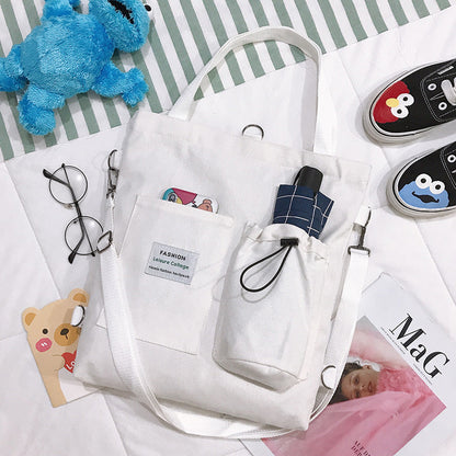 Lauren – Stijlvolle Harajuku Canvas Tas met Vakken voor Vrouwen