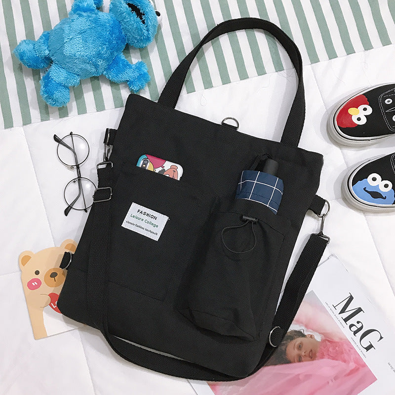 Lauren – Stijlvolle Harajuku Canvas Tas met Vakken voor Vrouwen