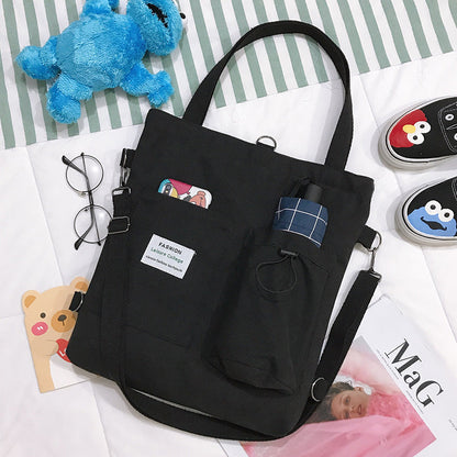 Lauren – Stijlvolle Harajuku Canvas Tas met Vakken voor Vrouwen
