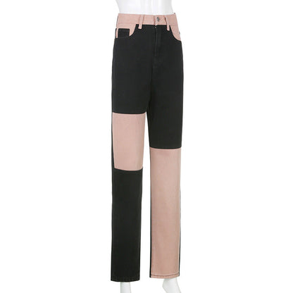 Angela – Hooggetailleerde Jeans met Contrasterende Naden voor Dames